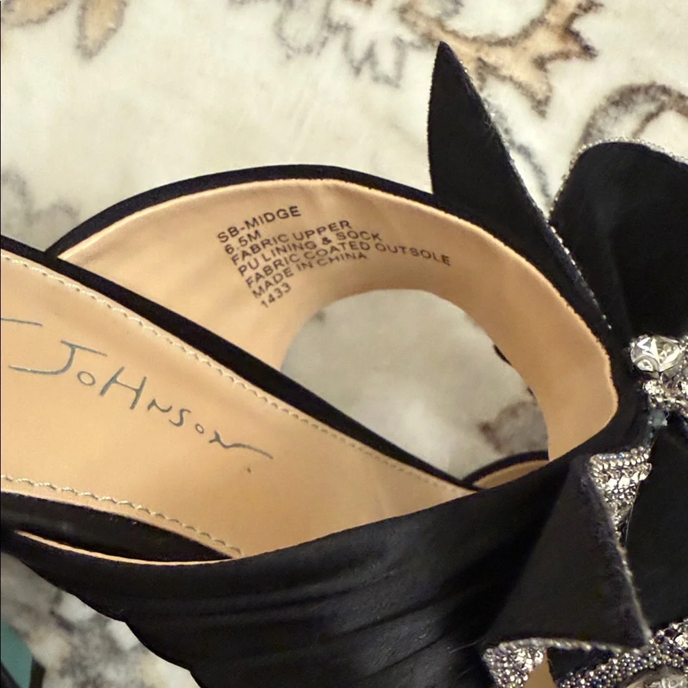 Betsey Johnson Black Heels with Rhinestone Embellishments - Picture 7 of 7